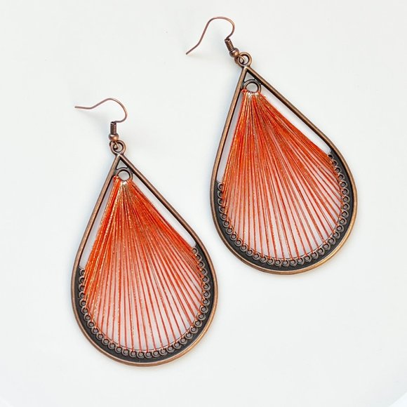 NEW "Dew" Bronze Earrings (Red) - Picture 1 of 6
